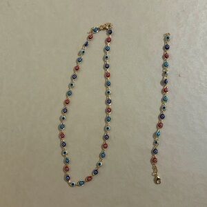 GF evil eye necklace & bracelet set